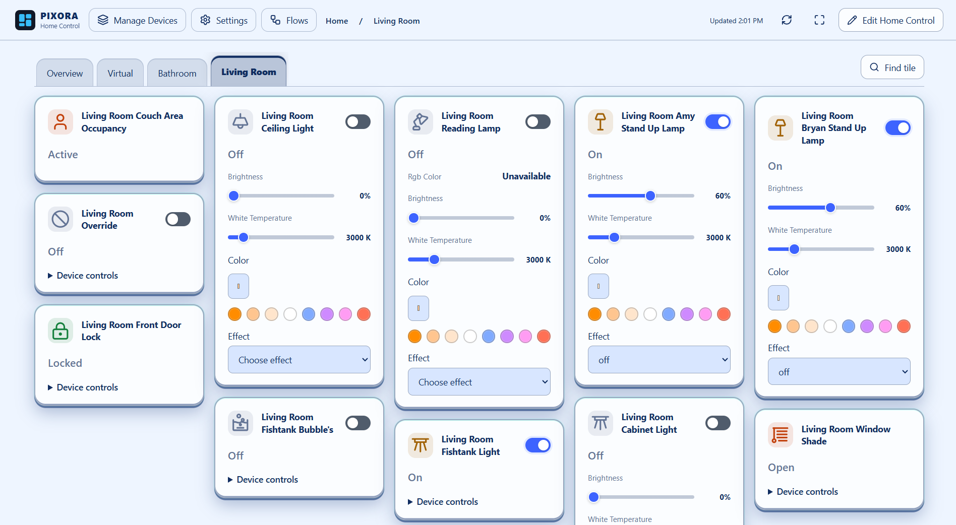 Home Control device dashboard